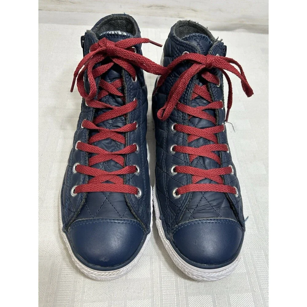 CONVERSE Chuck Taylor SIDE ZIP Blue QUILTED Junior Youth Size 6 Boy Girl Shoe